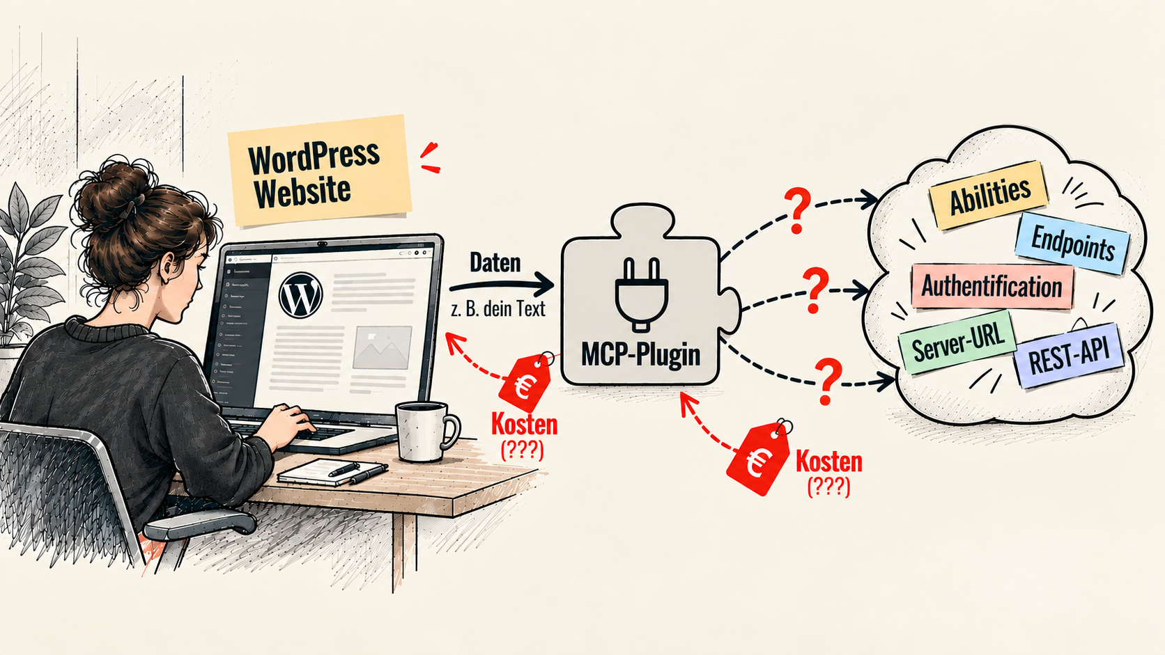 MCP-Plugin zwischen WordPress und technischen Begriffen mit unklaren Kosten.